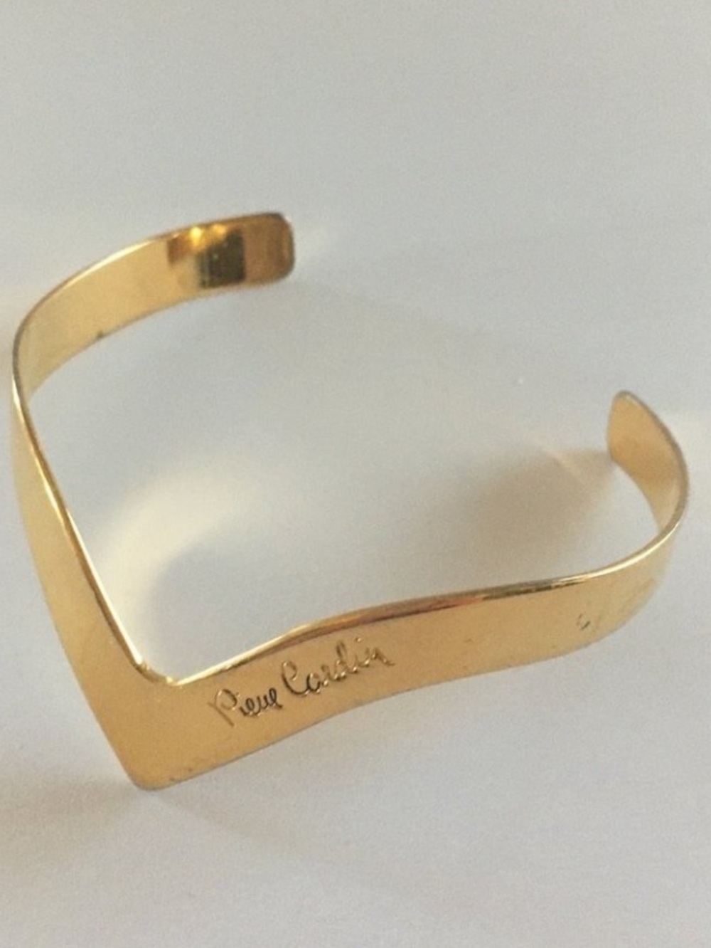 Vintage Pierre Cardin Gold V-Front Cuff Bracelet, adjustable, circa 1970’s